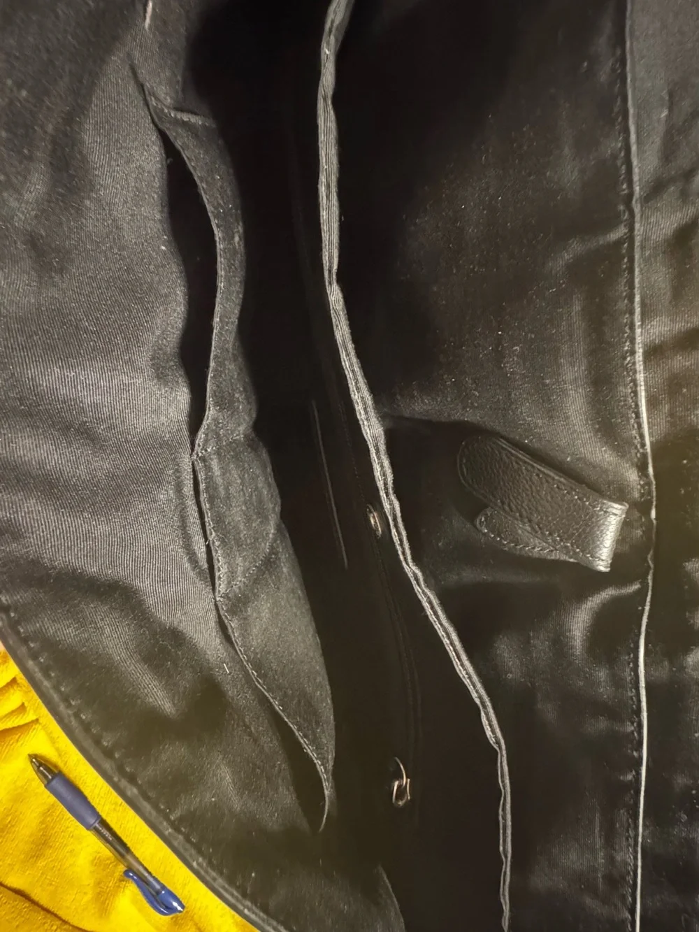 Coach Black Leather Messenger Bag with Striped Web Strap-GUC